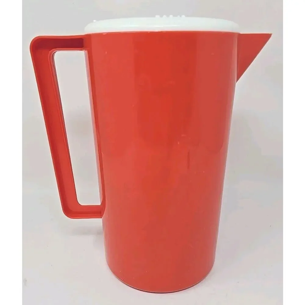 Vtg Anheiser Busch Advertising Juice Plastic Pitcher Red W‎ Lid 9.5